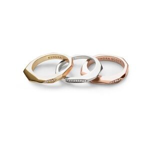 Kendra Scott Faceted Stackable Ring Trio in Gold, Silver & Rose Gold